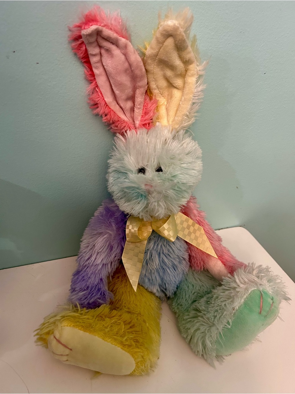 Boyds Bears & Friends Cuddle Fluff Rainbow Bunny Rabbit Easter Stuffed Animal
